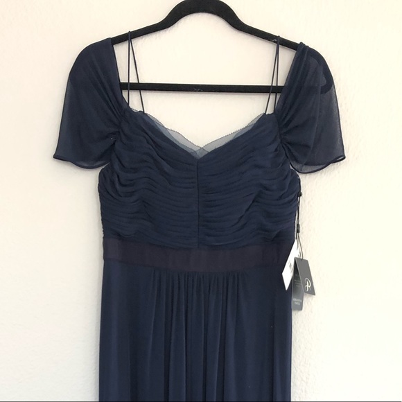 Navy Adrianna Papelle off the shoulder dress - Picture 2 of 6